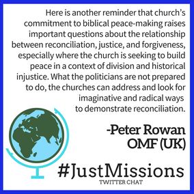 Quote from Peter Rowan about church needing to commit to peace-making.